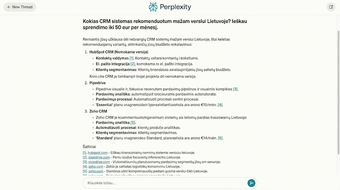 Perplexity DI įrankis