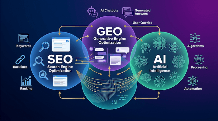 SEO, GEO ir DI - kaip jie veikia